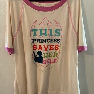 Disney Princess Leia Star Wars Graphic Cream T-Shirt Size 2XL
